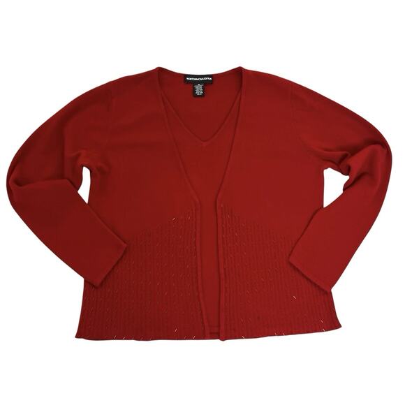 Norton McNaughton Attached Layer Sweater Medium Red Long Sleeve Embellished Vtg - Picture 4 of 7